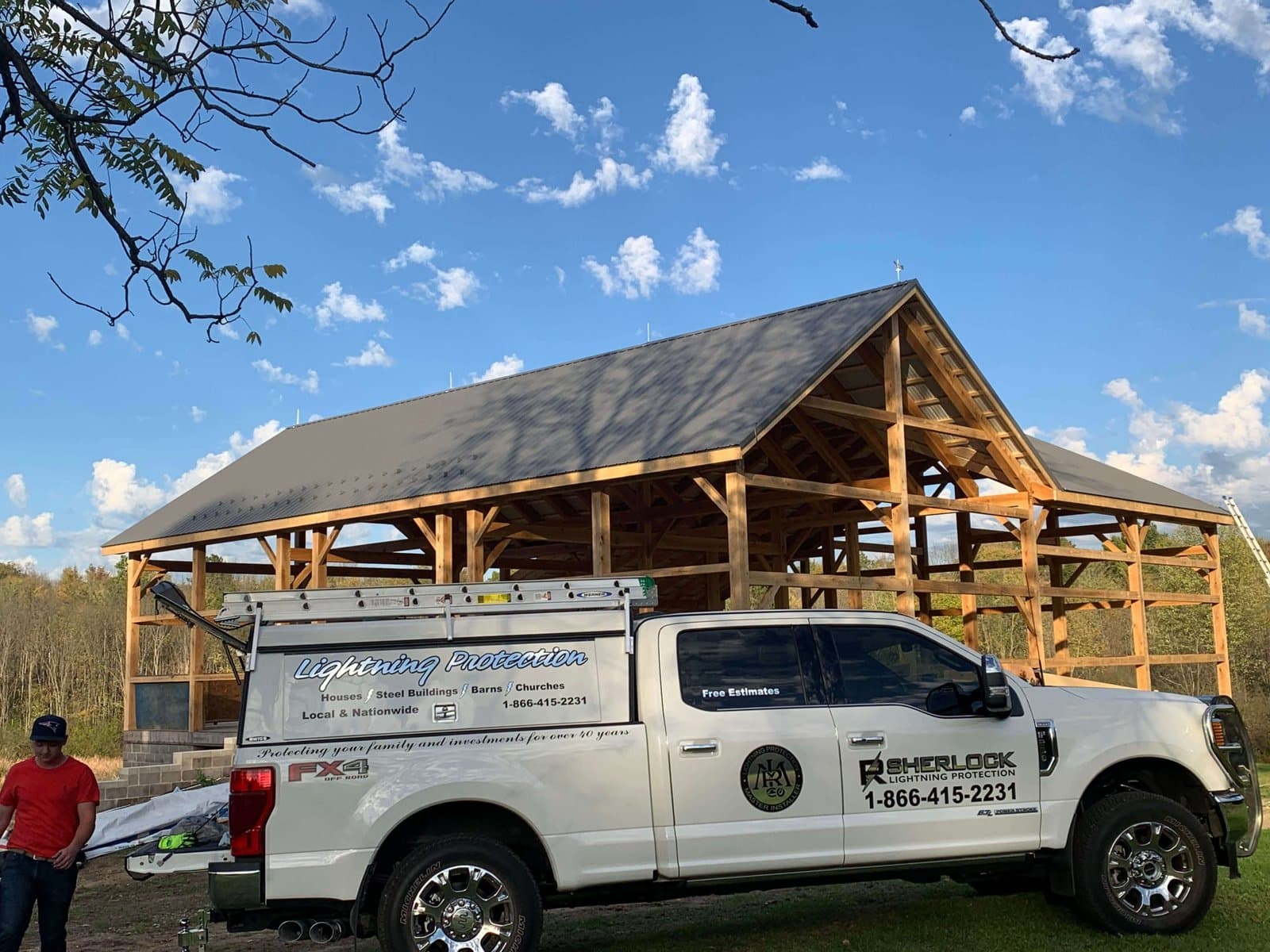 RS Lightning Protection crew and equipment on a job site